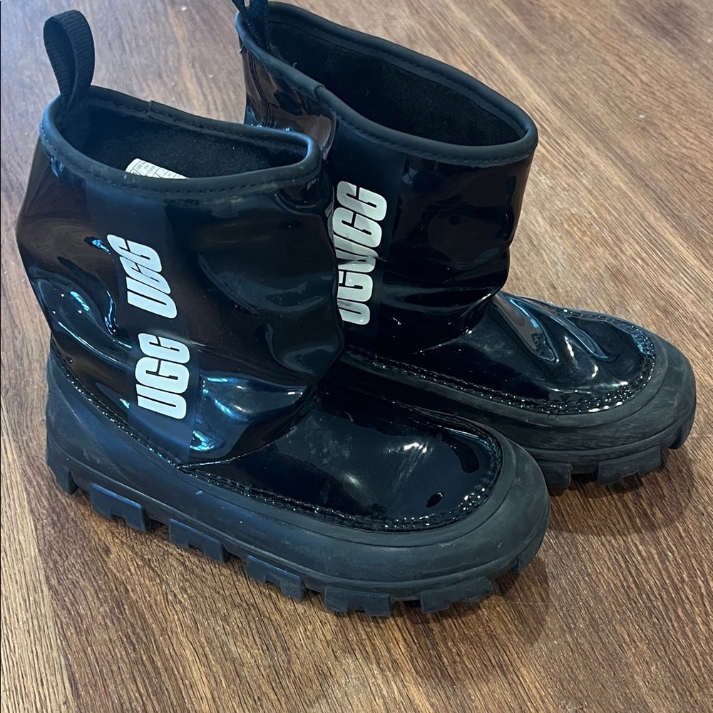 UGG Kids Glossy Black Rain Boots